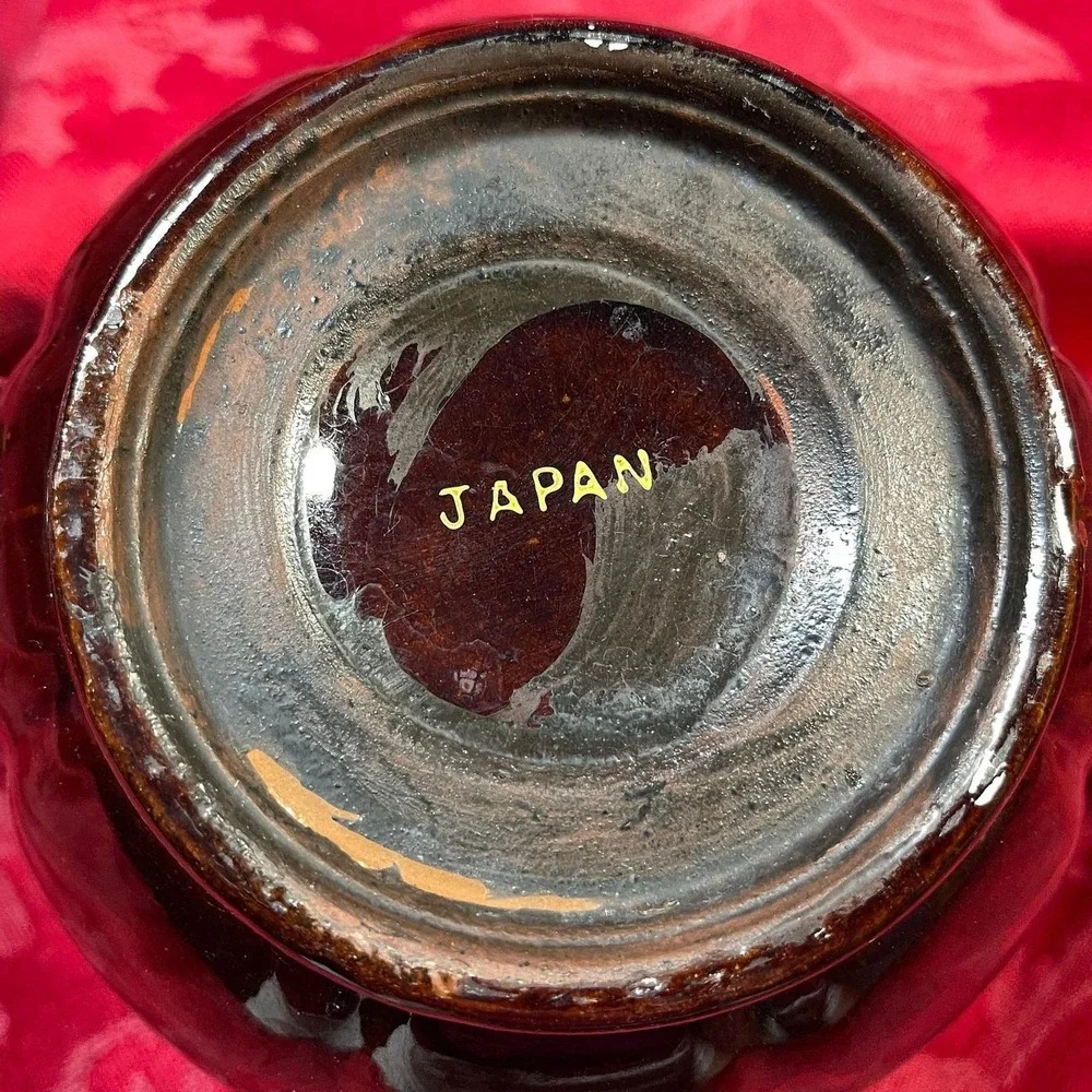 Vintage Moriage Brown Betty Teapot Hand Painted Made in Japan 1960s 3 Cup